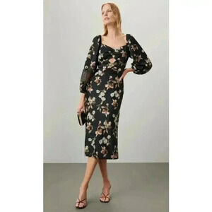 Sachin & Babi Amara Black Floral Midi Dress
